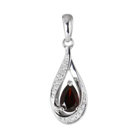 Pendentif Or Blanc 375 Grenat poire 6x4mm Diamants Grenat taille poire mesurant 6x4mm pesant 0.4 carat Cette pierre est se...