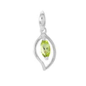 Pendentif Or blanc 375 Péridot navette 6x3mm Pendentif or blanc 375 (9 carats) Péridot navette 6x3mm (0,20 carat) Dimensio...