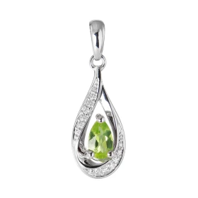  Pendentif Or Blanc 375 Péridot poire 6x4mm Diamants Péridot taille poire mesurant 6x4mm pesant 0.4 carat Cette pierre est...