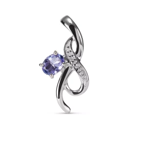 Pendentif Or blanc 375 serti d une tanzanite ovale 5x4mm 4 diamants Dimensions du pendentif (bélière incluse) : 20x10mm Po...
