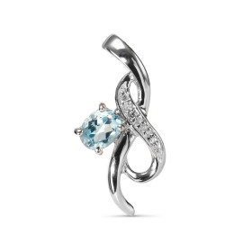 Pendentif Or blanc 375 serti d une topaze bleue traitée ovale 5x4mm 4 diamants Dimensions du pendentif (bélière incluse) :...