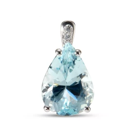  Pendentif Or Blanc 750 serti d une Aigue Marine qualité AAA Pierre forme poire 14x10mm Poids Aigue marine : 3.7 carats 3 ...