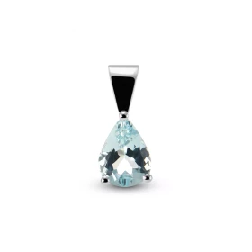  Pendentif Or Blanc 750 Aigue Marine Poire 8x6mm Poids pierre : 0.9 carat 