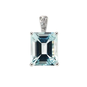  Pendentif Or Blanc 750 Aigue Marine Rectangulaire 12x10mm Diamant Aigue Marine rectangulaire 12x10mm (5.9 carats) Bélière...