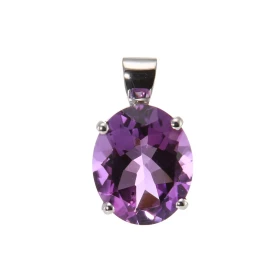  Pendentif Or Blanc 750 Améthyste Ovale 12x10mm Pierre ovale 12x10mm (4.1 carats) Dimensions du pendentif (bélière incluse...