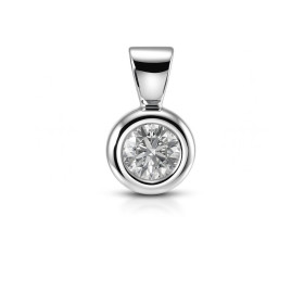  Pendentif Or Blanc 750 serti d un Diamant rond 4,6mm diamètre Dimensions du pendentif (bélière incluse) : 13 x 8mm 