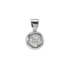 Pendentif Or Blanc 750 serti d un Diamant rond 4,6mm diamètre Poids Diamant : 0.41 carat Couleur Diamant : i Pureté Diaman...