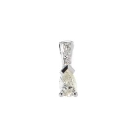Pendentif Or Blanc 750 serti d un Diamant poire 6x3.6mm 3 Diamants ronds Poids Diamant Poire : 0.30 carat / Couleur i - Pu...