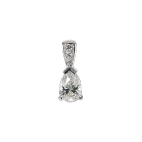  Pendentif Or Blanc 750 serti d un Diamant poire 7x5mm 3 Diamants ronds Poids Diamant Poire : 0.70 carat / Couleur D - Pur...
