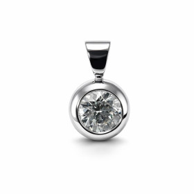 Pendentif Or Blanc 750 serti d un Diamant rond 5.9mm Serti clos Dimensions du pendentif (bélière incluse) : 13.3x8.3mm