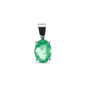  Pendentif Or Blanc 750 serti d une émeraude ovale 8x6mm (1.1 carat) Serti à griffes 