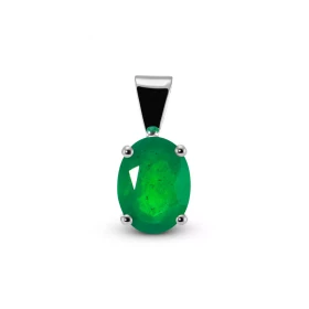  Pendentif Or Blanc 750 Emeraude Ovale 9x7mm Emeraude ovale 9x7mm (1.8 carat) Serti à griffes Dimensions du pendentif (bél...