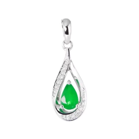 Pendentif Or Blanc 750 Emeraude poire 6x4mm Diamants Emeraude taille poire mesurant 6x4mm pesant 0.45 carat Cette pierre e...