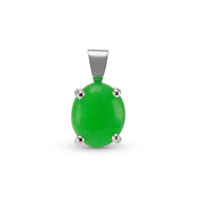  Pendentif Or Blanc 750 serti d un Jade Ovale 10x8mm Jade variété Jadéite type B (traité par imprégnation) Poids du Jade :...