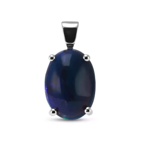  Pendentif Or Blanc 750 serti d une opale noire ovale 14x10mm (3.3 carats) Dimensions du pendentif (bélière incluse) : 20x...