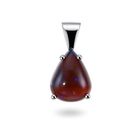 Pendentif Or Blanc 750 Opale Noire Opale noire poire 11x9mm sertie à griffes Dimensions du pendentif (bélière incluse) : 1...