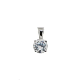Pendentif Or Blanc 750 serti d un oxyde rond 6mm Dimensions du pendentif : 11x6mm 
