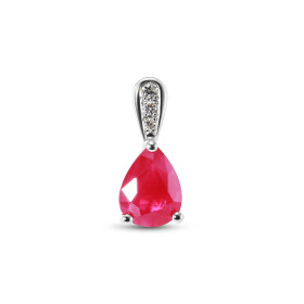  Pendentif Or Blanc 750 serti d un Rubis Rubis taille poire 8x6mm Bélière sertie 3 diamants Dimensions du pendentif (béliè...