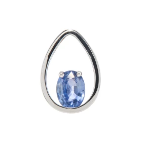  Pendentif Or Blanc 750 serti d un saphir Ceylan ovale mesuarnt 8x6mm (1,5 carat) Dimensions du pendentif (bélière incluse...