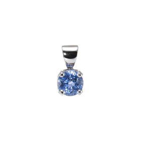  Pendentif Or Blanc 750 serti d un Saphir Ceylan rond 5.5mm diamètre Dimensions du pendentif (bélière incluse) : 10 x 6mm ...