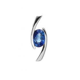  Pendentif Or Blanc 750 serti d un Saphir Ceylan Pierre ovale 7x5mm Dimensions du pendentif : 18x7mm 
