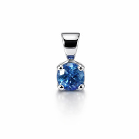  Pendentif Or Blanc 750 serti d un Saphir Ceylan  Pierre ronde 4.6mm diamètre qualité AAA Serti à griffes Monture Solitaire 