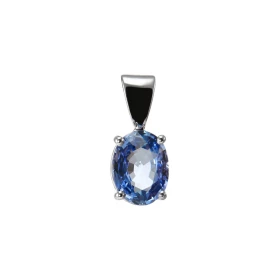  Pendentif Or Blanc 750 serti d un Saphir Ceylan ovale 8x6mm (1,5 carat) Serti à 4 griffes Dimensions du pendentif : 13x6mm 