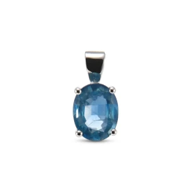 Pendentif Or Blanc 750 serti d un Saphir Ovale 9x7mm (1.9 carat) Dimensions du pendentif (bélière incluse) : 14x7mm Serti ...