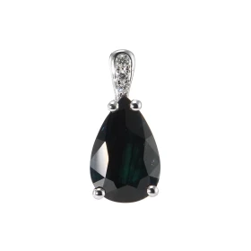  Pendentif Or Blanc 750 serti d un Saphir Poire 12x8mm (3.7 carats) 3 diamants pour un poids total 0,035 carat Dimensions ...