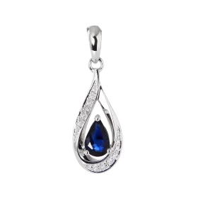 Pendentif Or Blanc 750 Saphir poire 6x4mm Diamants Saphir taille poire mesurant 6x4mm pesant 0.45 carat Cette pierre est s...
