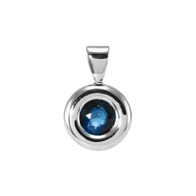  Pendentif Or Blanc 750 serti d un Saphir rond 5,5mm diamètre (0,8 carat) Serti à copeaux Pneu or blanc 11mm diamètre Dime...