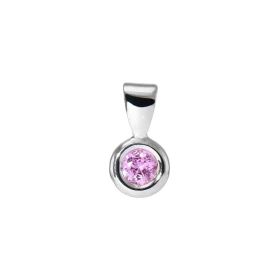 Pendentif Or Blanc 750 Saphir Rose 3.5mm Saphir rose rond 5mm diamètre (0,26 carat) Serti copeaux Pneu or blanc 750 6.5mm ...