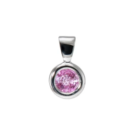  Pendentif Or Blanc 750 Saphir Rose 5mm Saphir rose rond 5mm diamètre (0,56 carat) Serti copeaux Pneu or blanc 750 8mm dia...