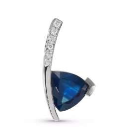  Pendentif Or Blanc 750 Saphir Trillion 8mm Diamant Pendentif Or Blanc 750 Saphir triangulaire 7.7x7.7mm (2.2 carats) 6 di...