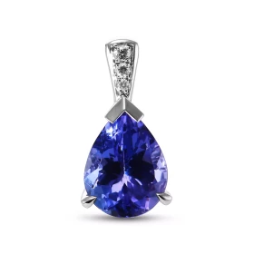  Pendentif Or Blanc 750 serti d une Tanzanite Poire 10x8mm 3 diamants Dimensions du pendentif (bélière incluse) : 14x8mm 