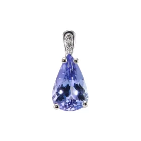  Pendentif Or Blanc 750 serti d une Tanzanite poire 11x7.5mm 3 diamants sont sertis dans bélière Dimensions du pendentif (...