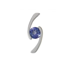  Pendentif Or Blanc 750 serti d une tanzanite ronde 5mm (0,46 carat) Serti demi clos Dimensions du pendentif : 18x7mm 