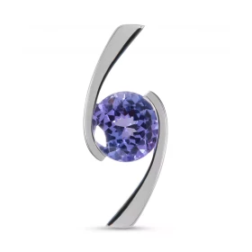  Pendentif Or Blanc 750 serti d une tanzanite ronde 7.5mm (1,75 carat) Dimensions du pendentif (bélière incluse) : 22x9mm 