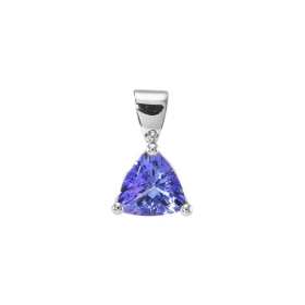  Pendentif Or Blanc 750 serti d une tanzanite taille trillion 6.5mm coté Poids Tanzanite : 0.9 carat Qualité Tanzanite : A...