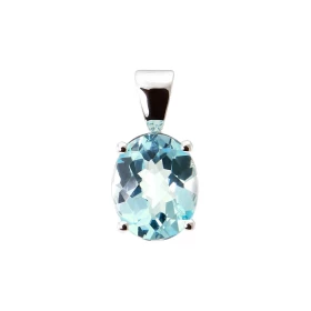  Pendentif Or Blanc 750 Topaze Bleue Ovale 10x8mm Topaze Bleue Ovale 10x8mm (3 carats) Dimensions du pendentif : 16 x 8 mm 