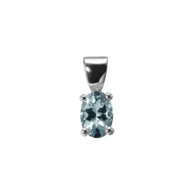  Pendentif Or Blanc serti d une Aigue Marine ovale 7x5mm (0,65 carat) Dimensions du pendentif (bélière incluse) : 12x5mm A...