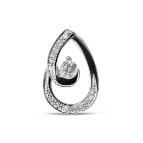Pendentif Or blanc serti diamants pour un poids total 0,207 Carat Dimensions du pendentif : 17 x 12mm