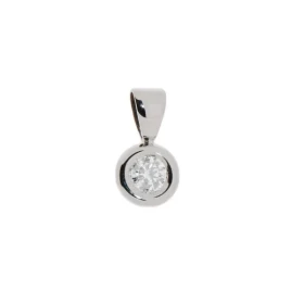  Pendentif Or Blanc 750 Diamant Diamant rond 4mm diamètre (0,22 carat - Couleur H - Pureté Si) Dimensions du pendentif (bé...