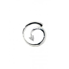 Pendentif Or Blanc motif spirale serti 3 diamants Dimensions : 15x13mm Poids Diamant : 0,026 carats Qualité Diamant : HSI 