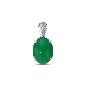 Pendentif Or Blanc serti d une Emeraude Ovale 10 x 8mm (2,20 carats) 3 Diamants pour un poids total 0,025 carat Dimensions...