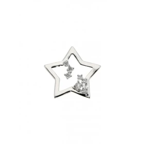 Pendentif Or Blanc motif étoile serti 7 diamants Dimensions : 15x15mm Poids Diamant : 0,077 carats Qualité Diamant : HSI 
