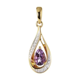 Pendentif Or Jaune 375 Améthyste poire 6x4mm Diamants Améthyste taille poire mesurant 6x4mm pesant 0.4 carat Cette pierre ...
