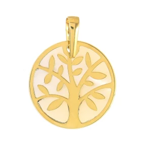  Pendentif Or Jaune 375 Arbre de vie Nacre Dimensions du pendentif (bélière incluse) : 26x20mm 