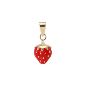  Pendentif Fraise Or Jaune 375/1000 émaillé Dimensions: 6,5x14mm (hauteur incluant bélière) 