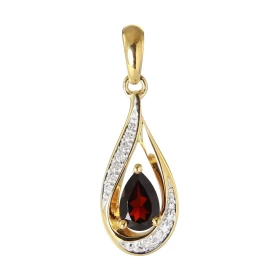 Pendentif Or Jaune 375 Grenat poire 6x4mm Diamants Grenat taille poire mesurant 6x4mm pesant 0.4 carat Cette pierre est se...